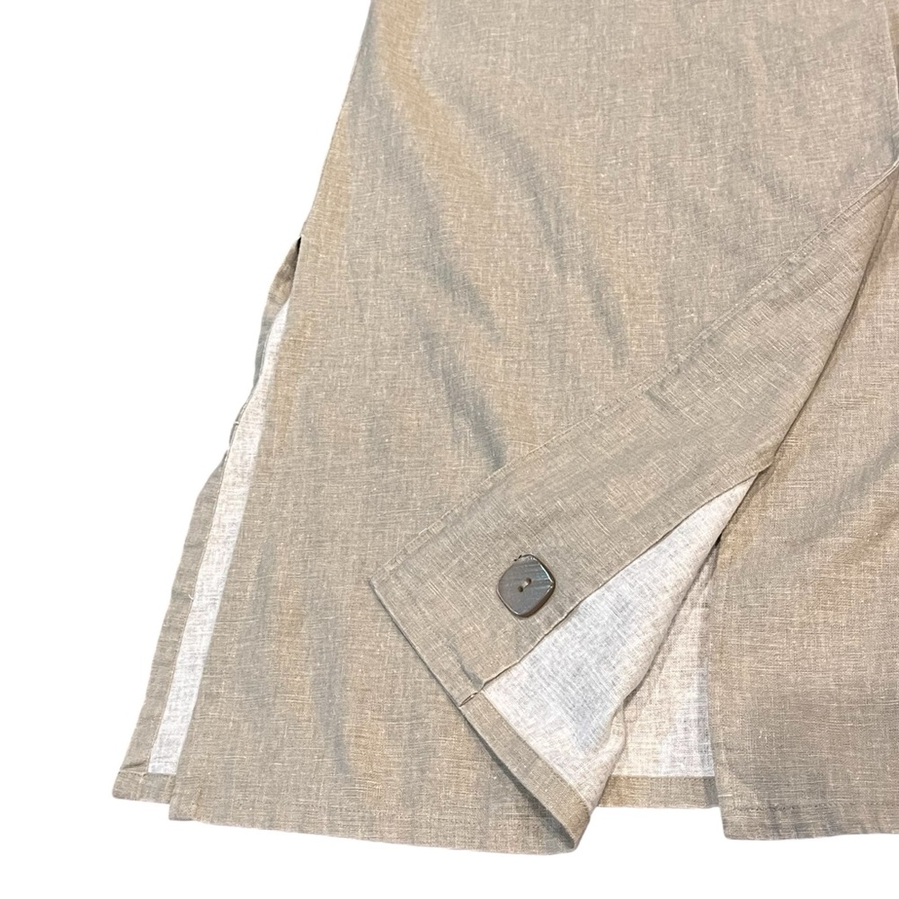 Maralyce Ferree Linen Coat Long Duster Cream Jacket Minimalist Trench Small - Picture 15 of 16
